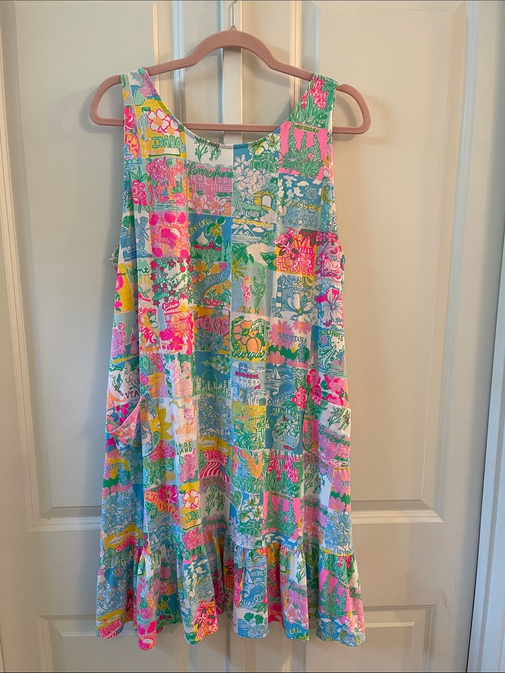 Lilly Pulitzer Sleeveless Patchwork Floral Sundress - Pink, Blue, Green